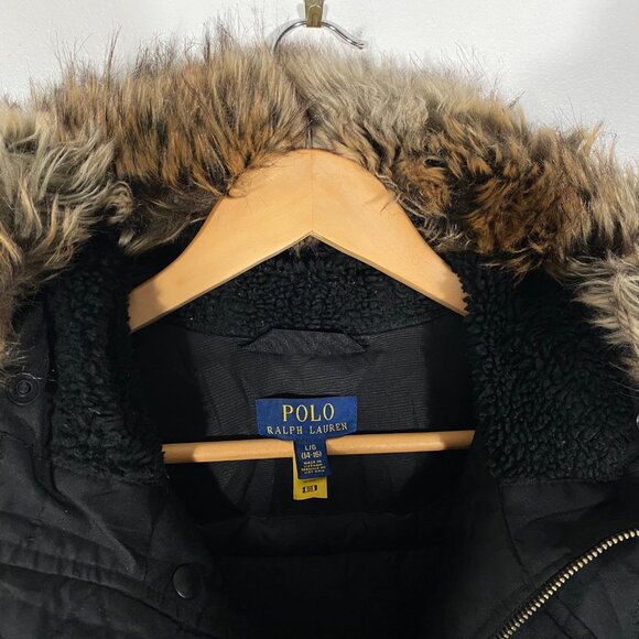Polo Ralph Lauren Faux Fir Trimmed Hooded Puffer Parka Jacket size Large (14-16) - Picture 6 of 13
